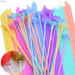 10/20/30/50pcs 30cm Latex Balloon Stick Multicolor Plastic Macaron Balloon Holder Cups for Wedding Birthday Decor Accessories