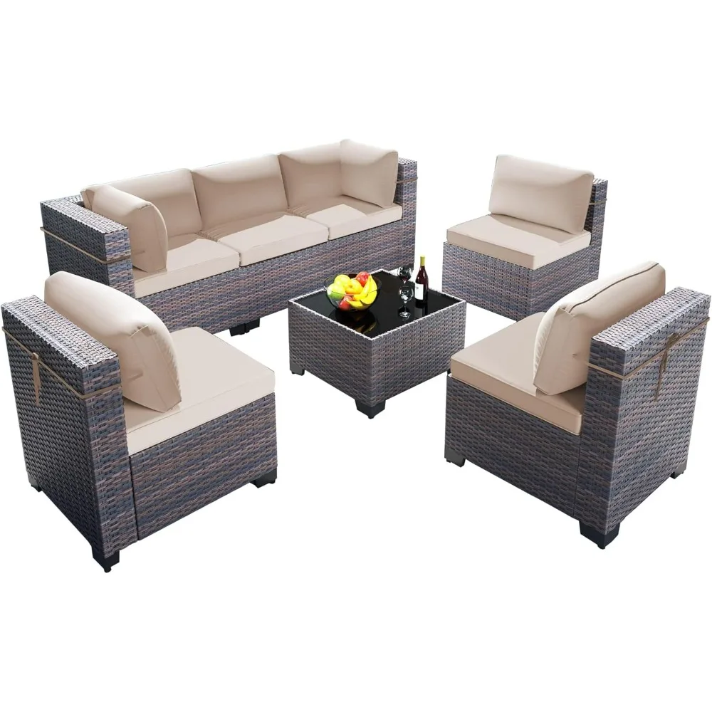 

Outdoor Patio Furniture Sets All-Weather Outdoor Sectional Furniture PE Wicker Patio Sofa Backyard Deck Couch Conversation Chair