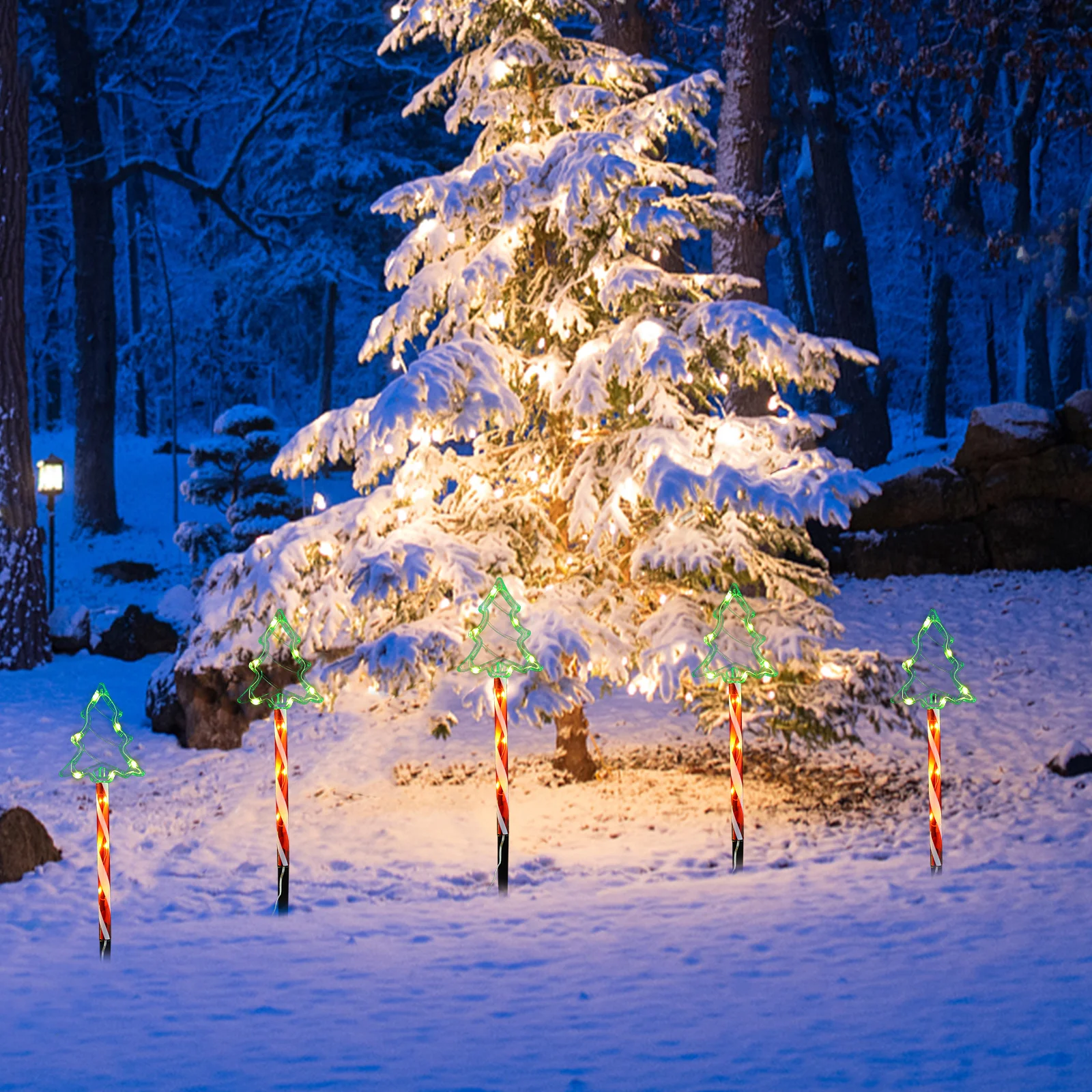 

1Set LED Christmas Stake Lights Easy Install Outdoor Garden Pathway Lamps Xmas Decorations Christmas Decor Outside