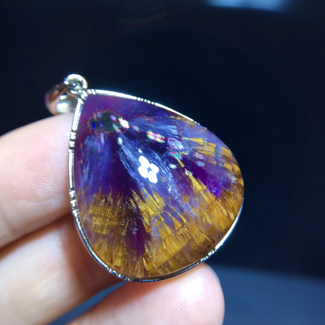 

Natural Cacoxenite Auralite 23 Pendant 29.6/25.3/8.7mm Gold Rutilated Beads Jewelry AAAAA