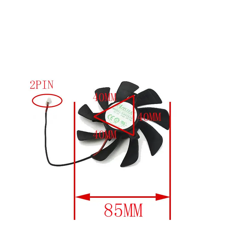 พัดลมเย็น T129215SH GTX1060 2Pin 85มม. สำหรับ ZOTAC GeForce GTX 1050 1050Ti 1650 OC GDDR6การ์ดจอขนาดเล็กอะไหล่สำหรับเปลี่ยนการ์ดจอ