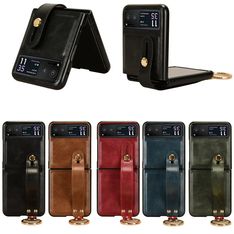 

Suitable For Motorola Moto Razr 40 New Wristband fold Rear Case with Lanyard for Moto Razr 40 2023 Phone Case