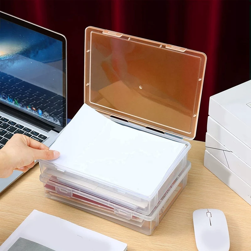 6 Pcs Plastic Storage Box With Lid Multipurpose Craft Organizer Plastic Containers Clear Pencil Case-AT35