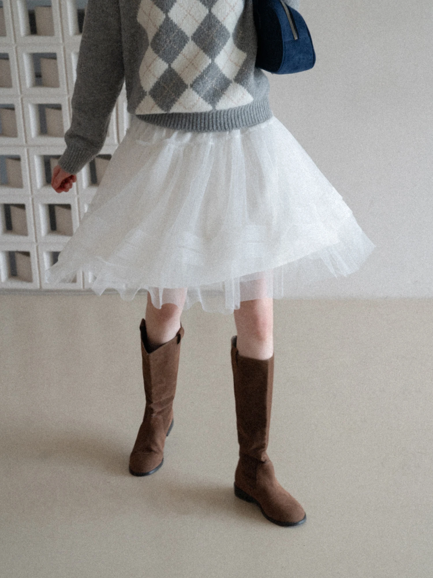 

Юбка трапециевидной формы с высокой талией Eggka, женская пышная тюлевая юбка, милая повседневная юбка из полиэфирного волокна с эластичной резинкой на талии