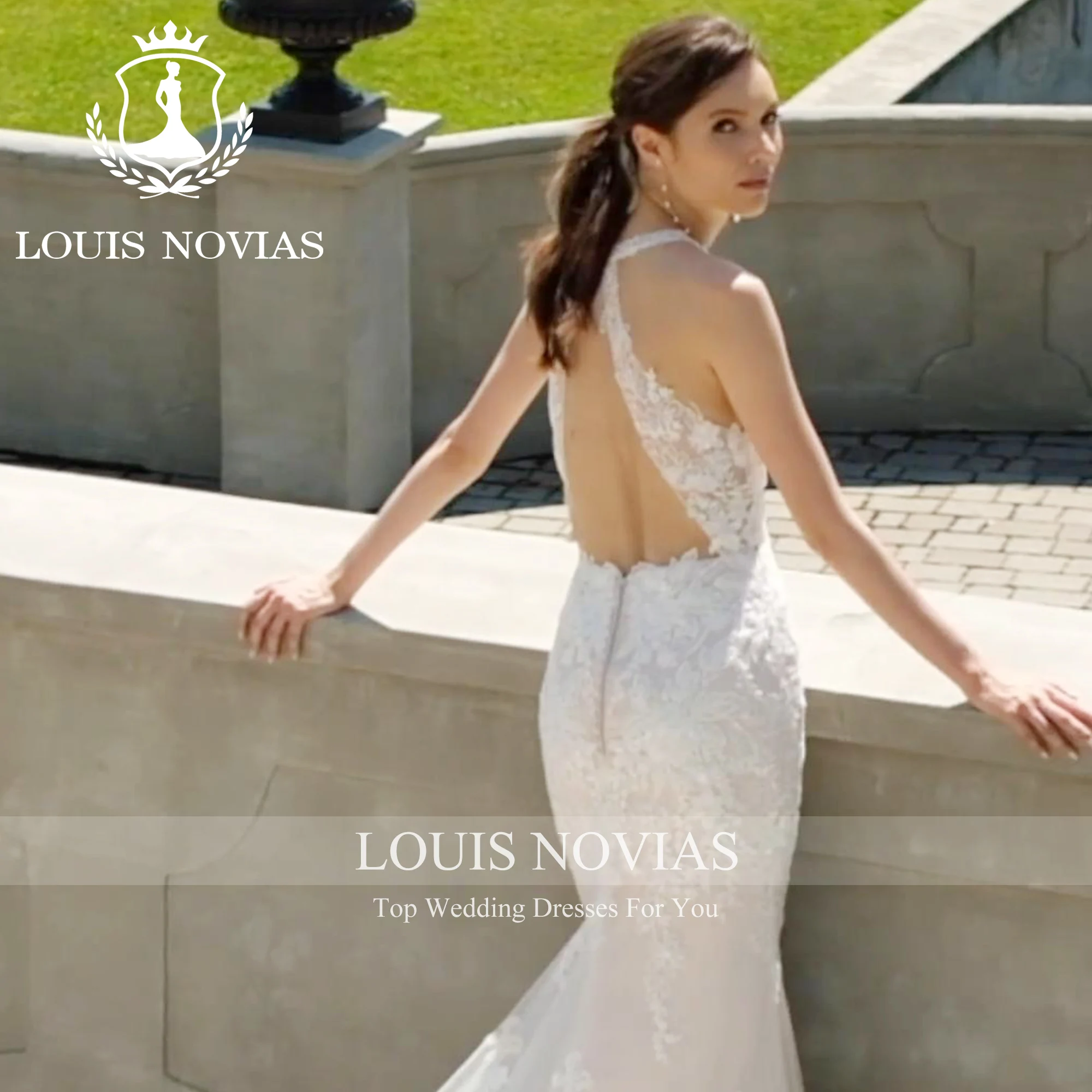 

LOUIS NOVIAS Новое поступление свадебное платье с аппликацией на бретельках, свадебное платье Trumpe с королевским шлейфом, Vestidos De Novia