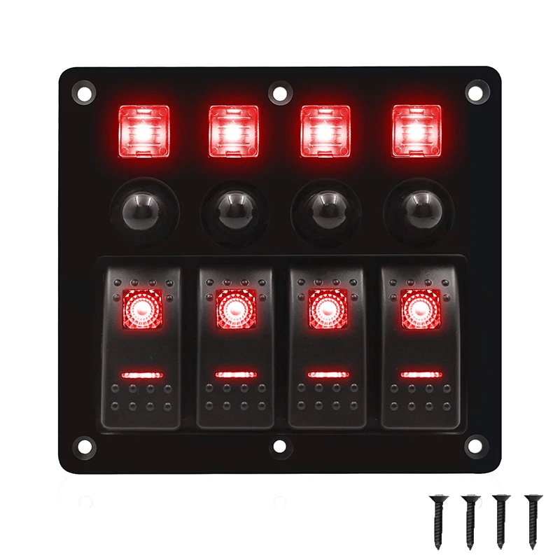 Exclusive For 4-Gang Rocker Switch Panel 4 12-24V ABS USB Car Charger Socket With Waterproof Rubber Cap