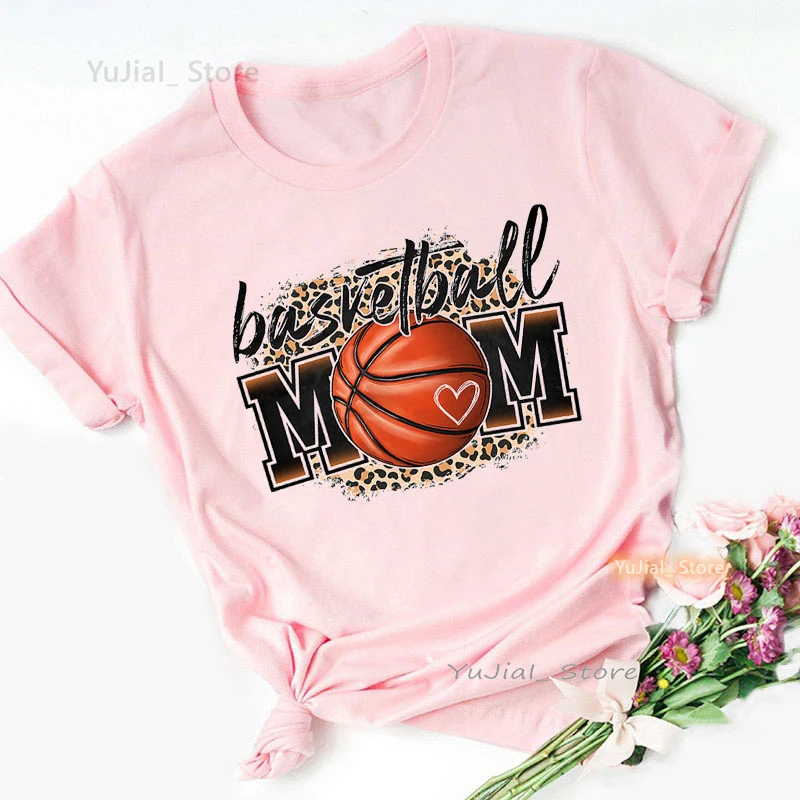 Leopard Basketball Mam Graphic Print Pink T Shirt Women Summer Fashion Tops Tee Football/Baseball Tshirt Femme Harajuku Shirt