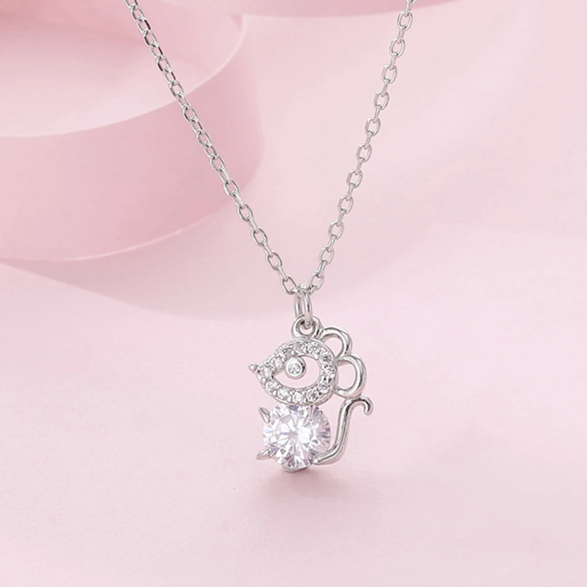 

Sterling Silver Mouse Necklace Women Jewelry Choker Pure Color Everyday Gift Girlfriend Wife Mother Daughter Party Prom