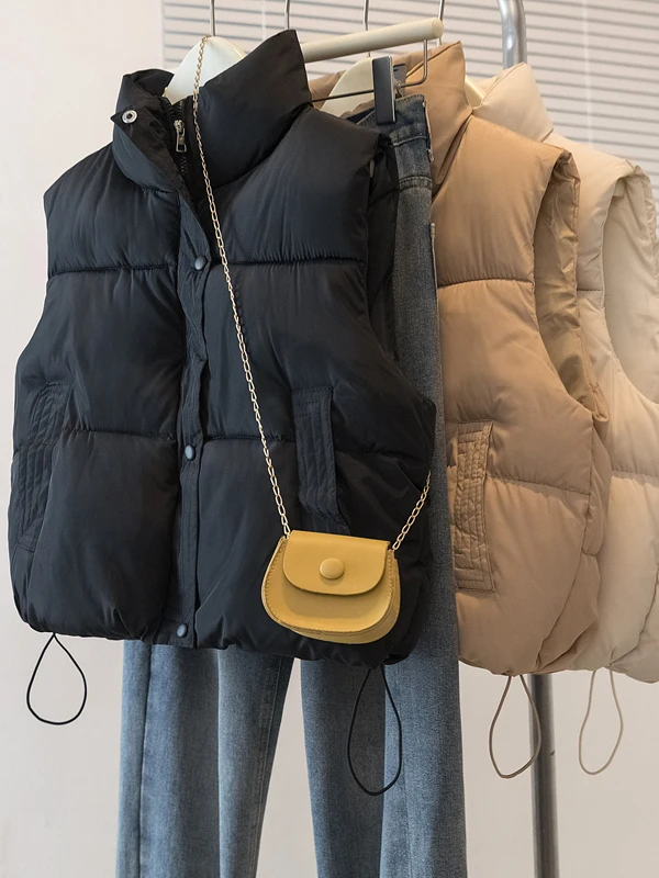 Gilet Jaet en coton matelassé pour femmes, manteau à pain, col montant, vêtements d'extérieur en coton, grande taille, automne hiver