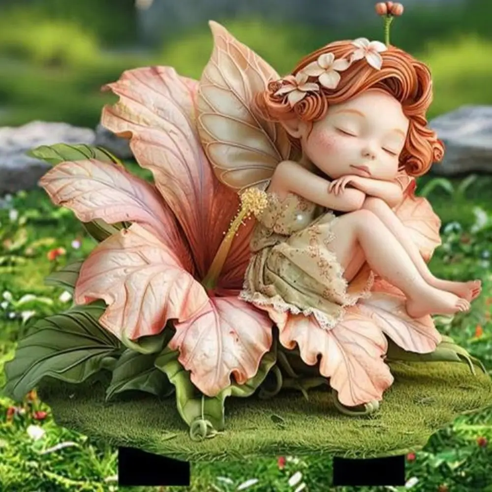 Cute Fairies Garden Yard Sign Plug-In Waterproof 2D Acrylic Garden Stake Rust-proof Fairy Girls Decoration Sculpture Desk