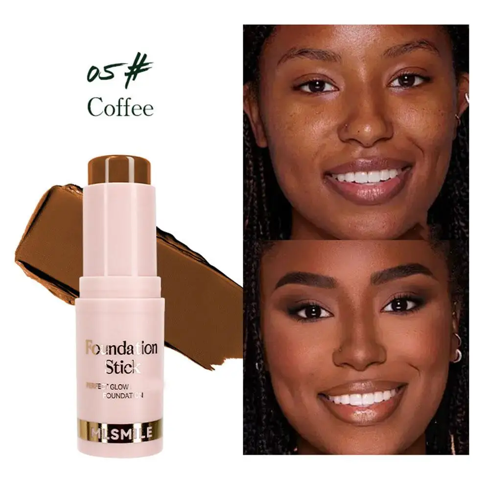 Powder Foundation Stick Waterproof, Anti-Sweat, BrighTening Foundation Stick With Concealer Smoothing Liquid Light Matte I7E1