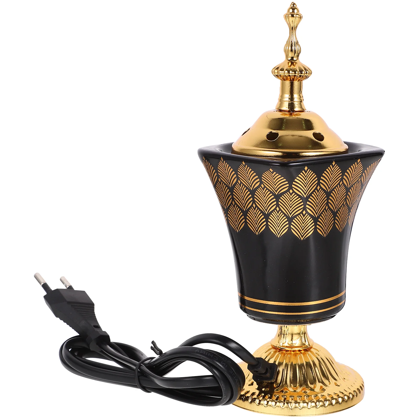 

Electric Incense Burner Ceramic Iron Middle East Style Decorative Censer Safe for Home Office Yoga Room Teahouse Black