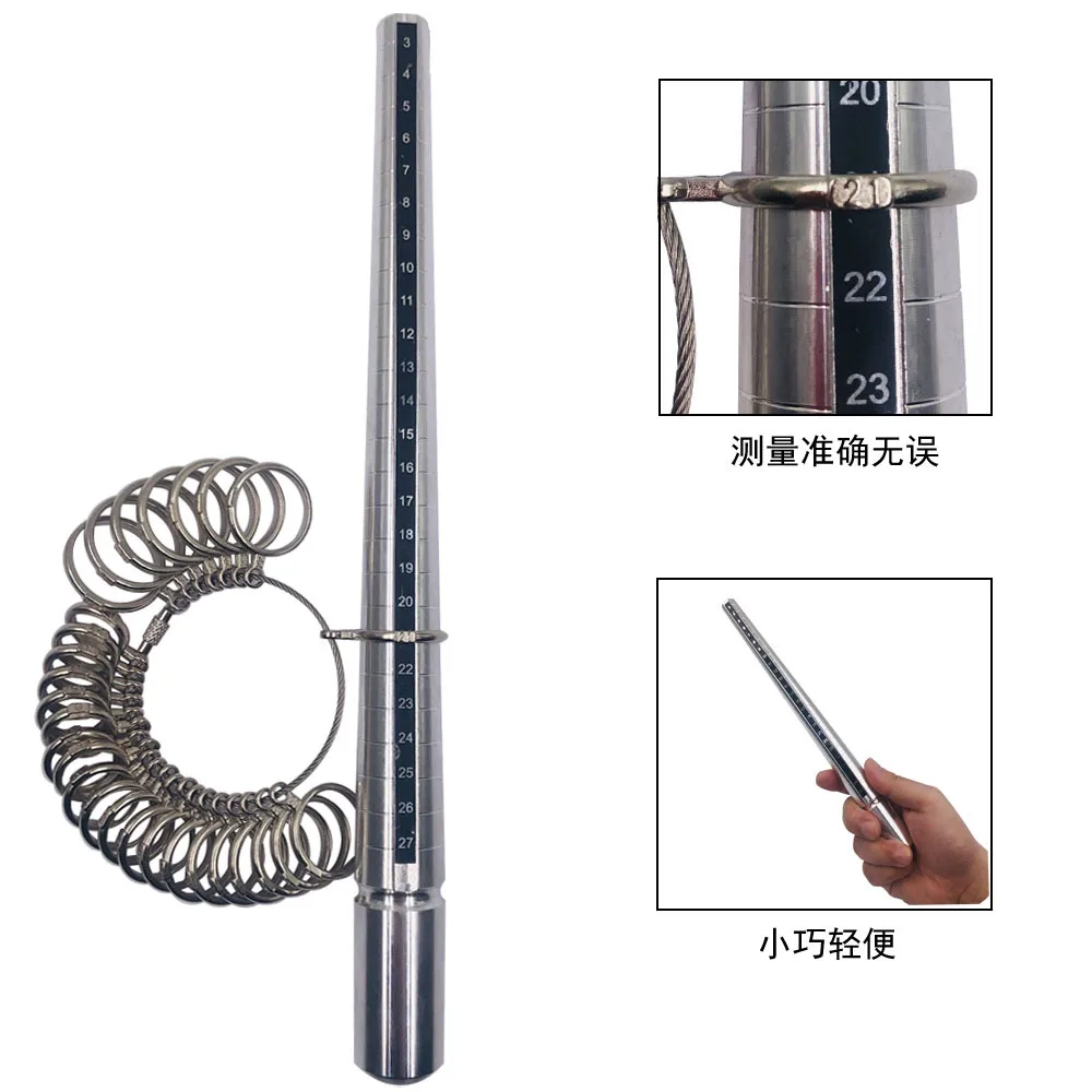 Profissional medidor de medição dedo anel jp japão tamanho gráfico metal vara sizer loop mandril diy jóias ferramentas medição conjunto