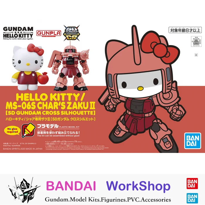 

Bandai Original SD Ex-Standard Hello Kitty Char's Zaku II Action Figure Assembly Model Kit Collectible Gifts