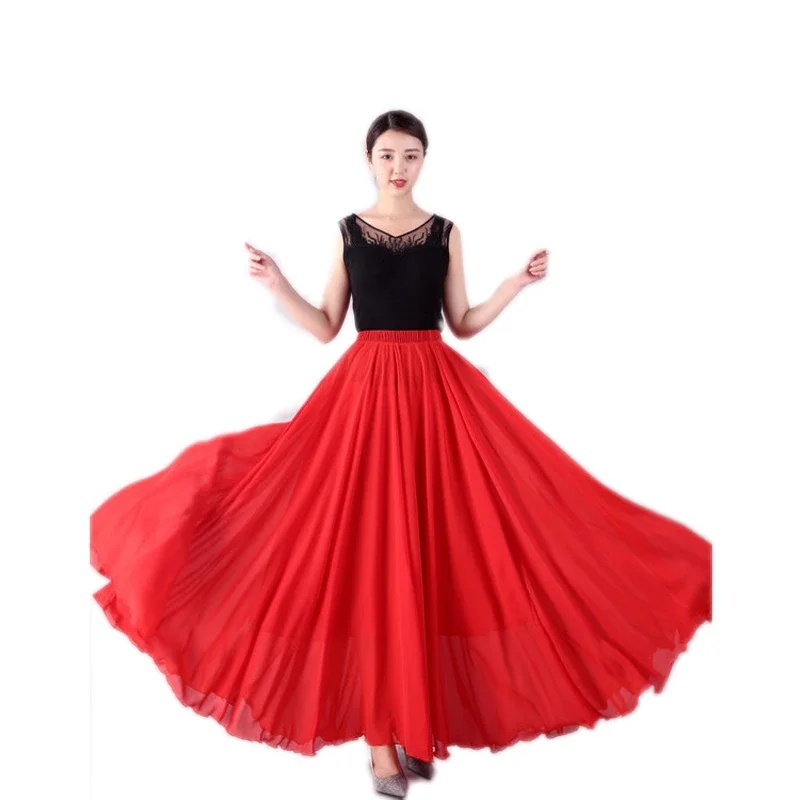 17-farbiges Flamenco-Tanzkostüm Bauchtanz Eleganter Chiffonrock 720-Grad-Schwingrock Cosplay Bühnen-Abendkleid Strandrock – Detail 20