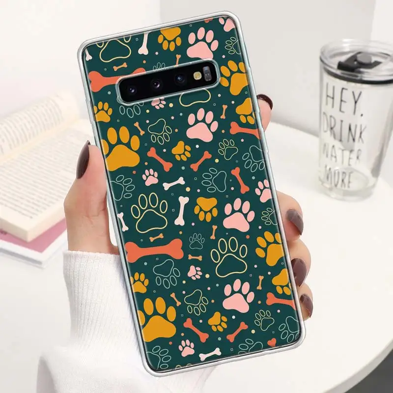 Cartoon Cute Dog Paws Coque Phone Case For Samsung Galaxy S24 S25 S23 Ultra S22 Plus S21 S20 FE S10 + S25Ultra Soft Print Cover 