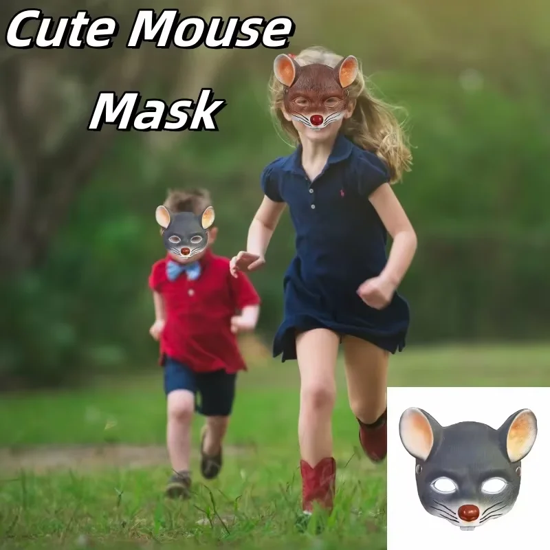 CuteCartoon Ratte Tier Maske Erwachsene Maus Halbe Gesicht Cosplay Katze Leder Maskerade Karneval Party Masken Spielen Requisiten Ratte Gesicht Hälfte