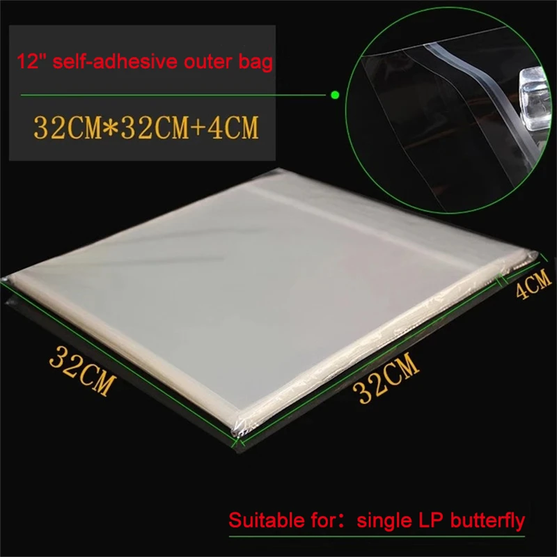 50PCS OPP Gel Recording Protective Sleeve for Turntable Player LP Vinyl Record Self Adhesive Records Bag 12\