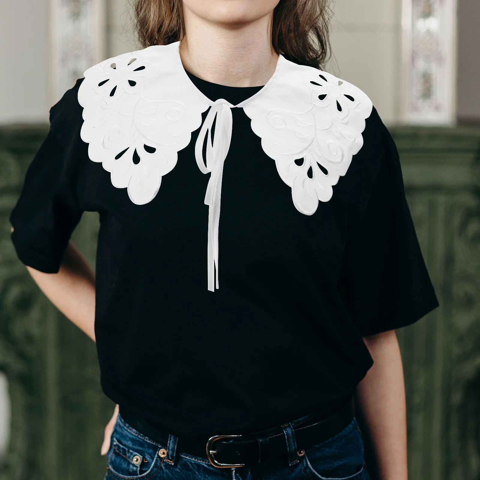 

Маленькая шаль для женщин, съемный искусственный воротник, регулируемая полая рубашка, декоративный воротник, всесезонный аксессуар для одежды