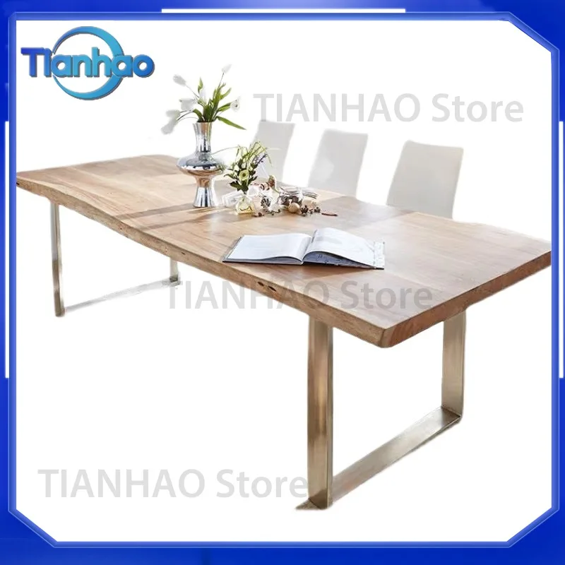 Customized Nordic Solid Wood Desk Workbench Writing Table Conference Table Simple Long Table for Cross-Border