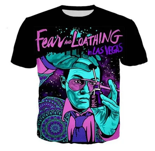 الخوف والكراهية في لاس فيغاس النساء الرجال تي شيرت قصير الأكمام تي شيرت الجولة الرقبة قصيرة الأكمام تنفس ثلاثية الأبعاد تي شيرت مطبوع #1