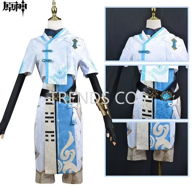 Chongyun cosplay costume Chongyun dress gloves wig bandage Chongyun Anime Cosplay