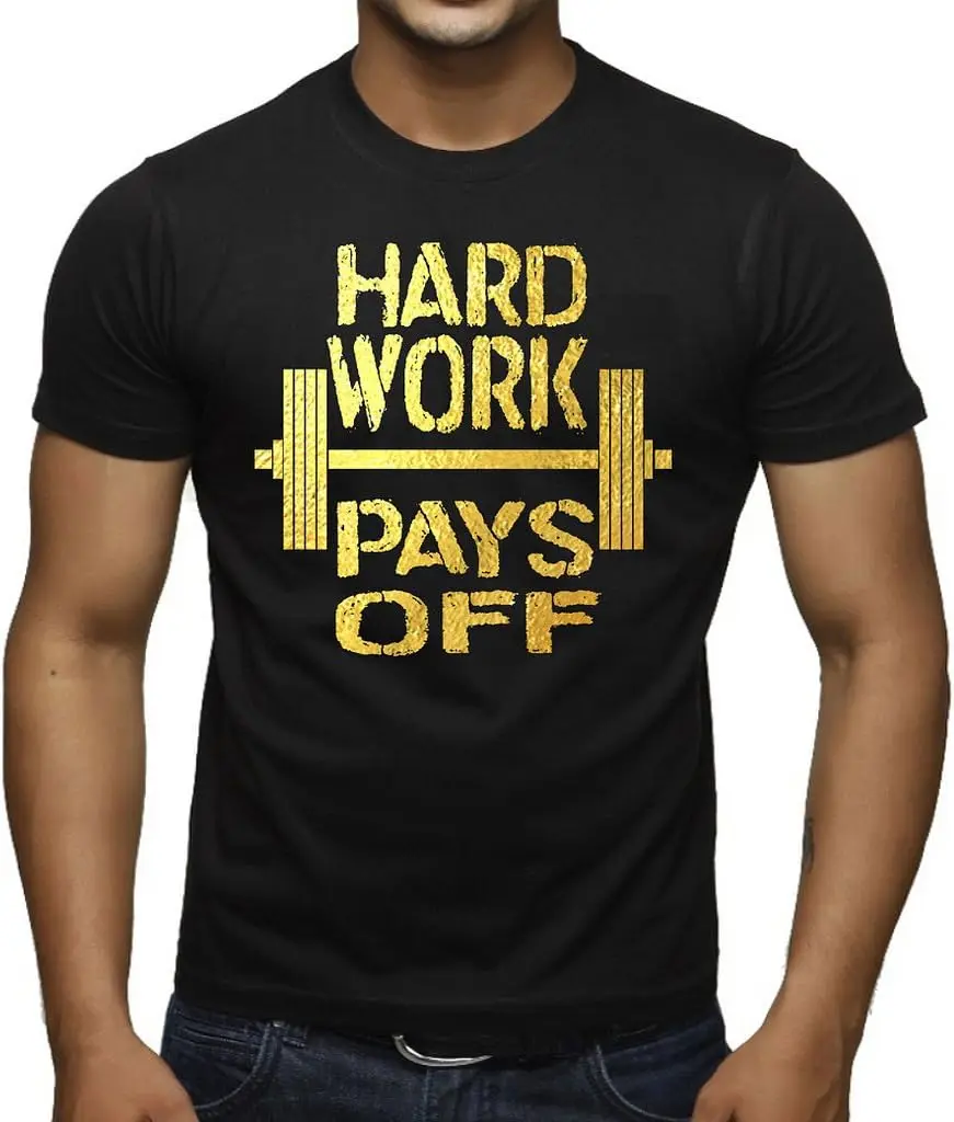 Gold Foil Hard Work Pays Off Men's Black T-Shirt Black