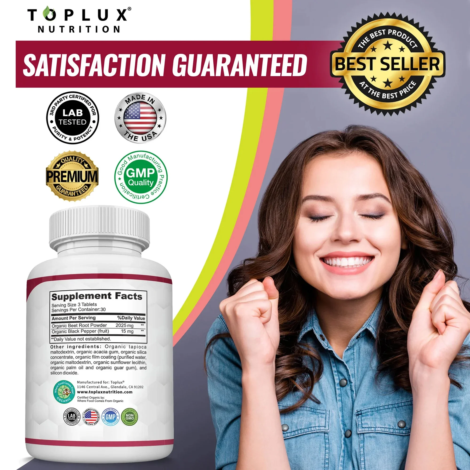 Organic Beetroot Capsules - Healthy Blood Pressure, Blood Flow Circulation, Heart Health, Boosts Cellular Energy