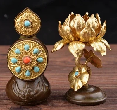 Scultura in burro Torma sizi in rame da 8,5 cm Decorazione duoma buddismo del Tibet