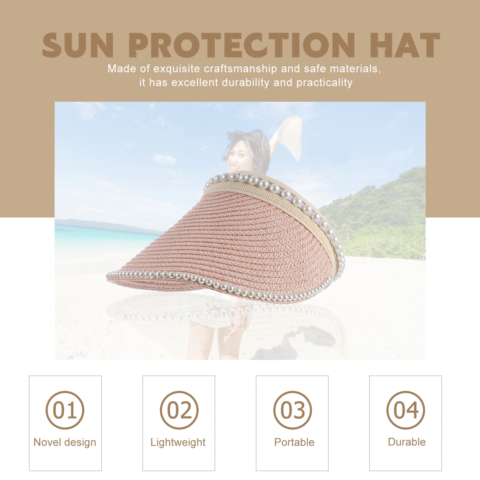 

Women Sun Hat Wide Brim Design Hollow Out Breathable Casual Sun Protection for Outdoor Sports Travel Shopping
