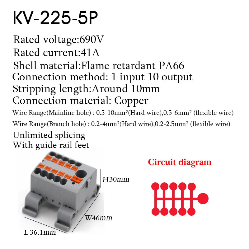 1 Stück eins in mehreren aus Klemmen block Anschluss dose Serie Kabel elektrische Steck verbinder Plug-in spleißbare Splitter Führungs schiene – Detail 13