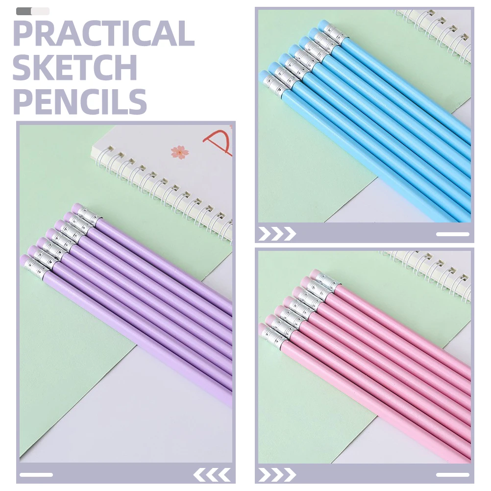 

24Pcs Macaron Colored Pencils Wood Lightweight Long with Erasers for Painting Writing Office School Use Cute Pencils