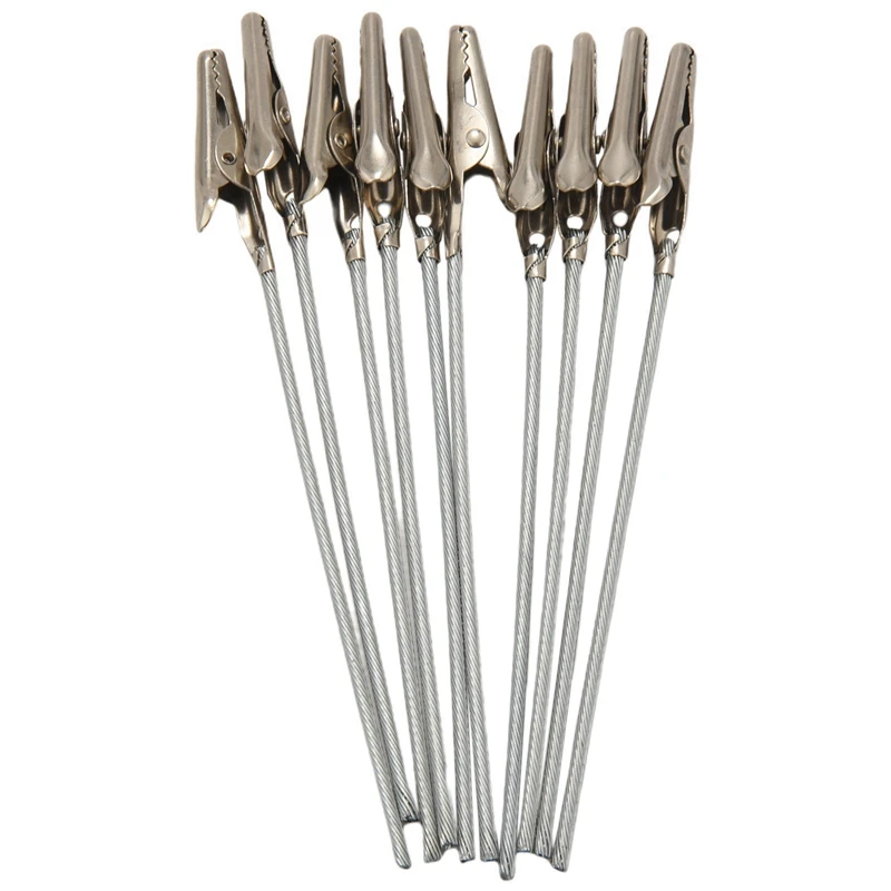 ワイヤー茎付きクロコダイルメタルクリップ、ワニ口クランプ、メモ帳ホルダー、50個