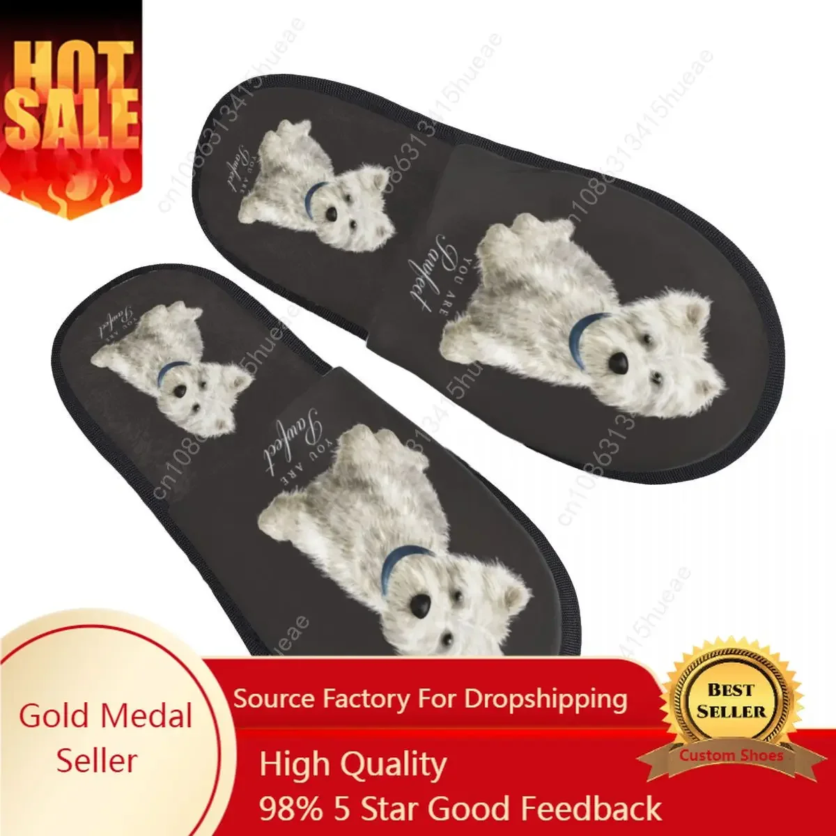 

Custom Westie West Highland White Terrier Dog Memory Foam Slippers Women Comfy Warm House Slippers