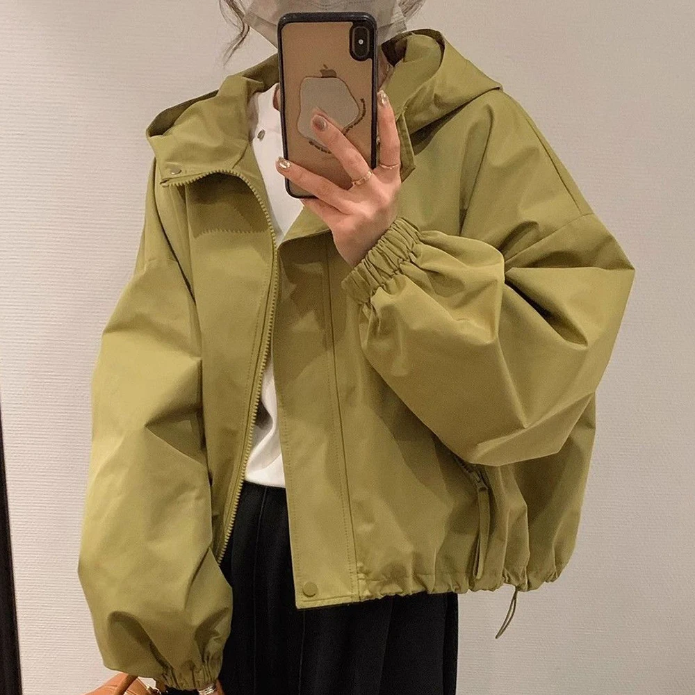 

Hooded jacket women's spring and autumn new Korean short jacket fashion versatile casual loose short jacket tide