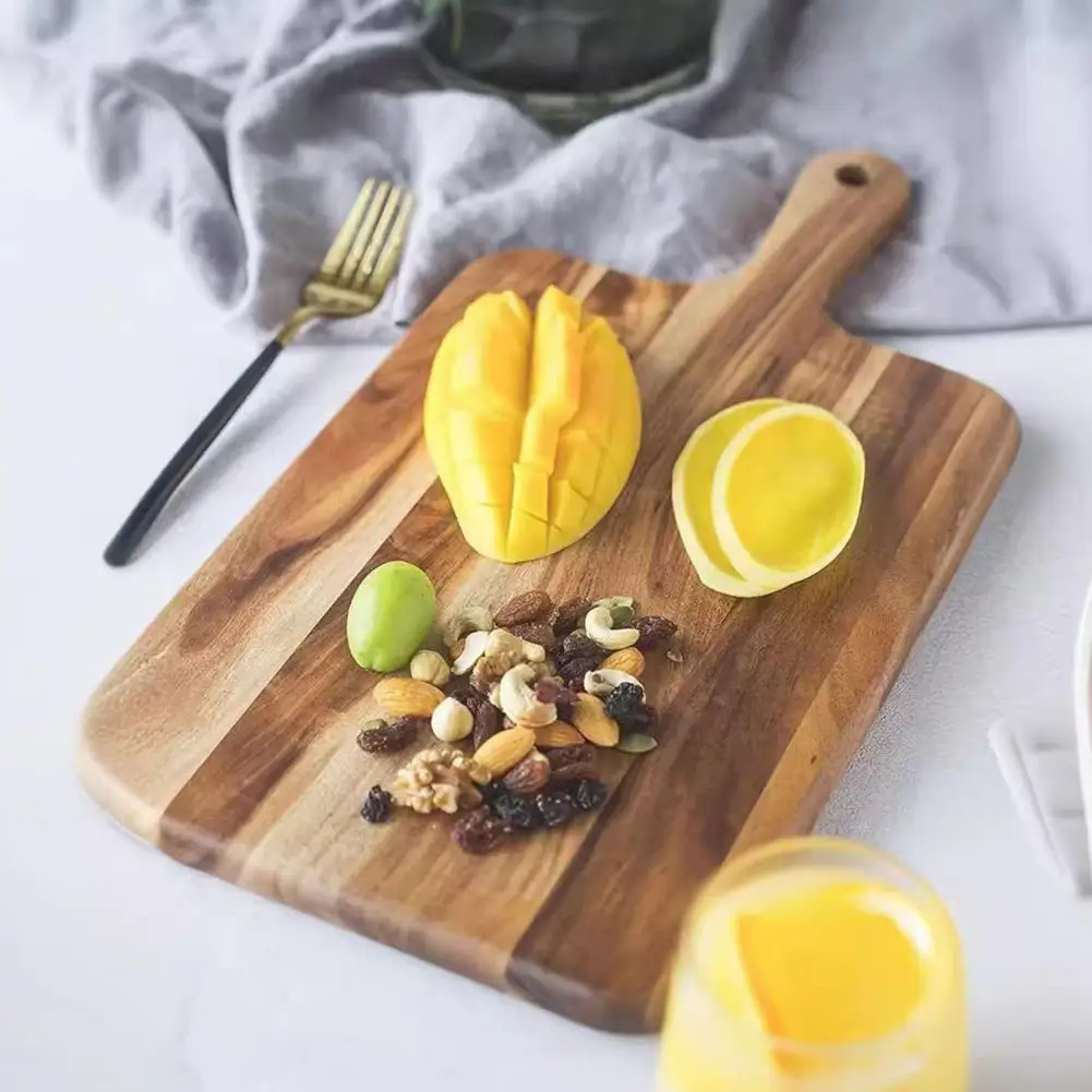 Bread Slicing Cutting Board Wooden Pizza Cutting Board Wooden Charcuterie Board with Handles Acacia Wood Serving Tray for Cheese