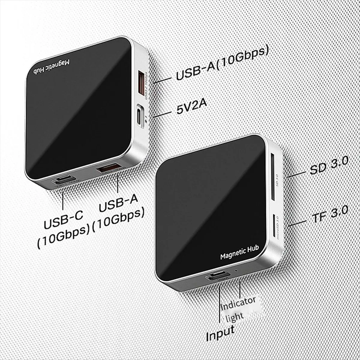 《Factory Direct》7 in 1 USB-C 3.2 Hub Magnetic Docking Station 4K60Hz PD100W Charging 10Gbps Type C Multiport Adapter for Phone L