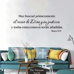 Spanish Christian Bible Verse Wall Sticker Bedroom Liiving Room Matthew 6:33  God Lord Religion Quote Wall Decal Home Decor