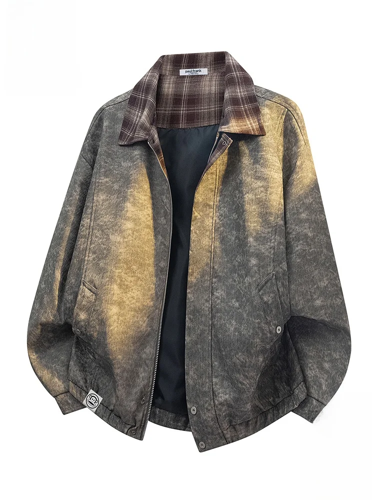 

PaulFrank Large Mouth Monkey Plaid Collar Color Blo Jaet Men's Casual Spring New Sle Windproof Outerwear