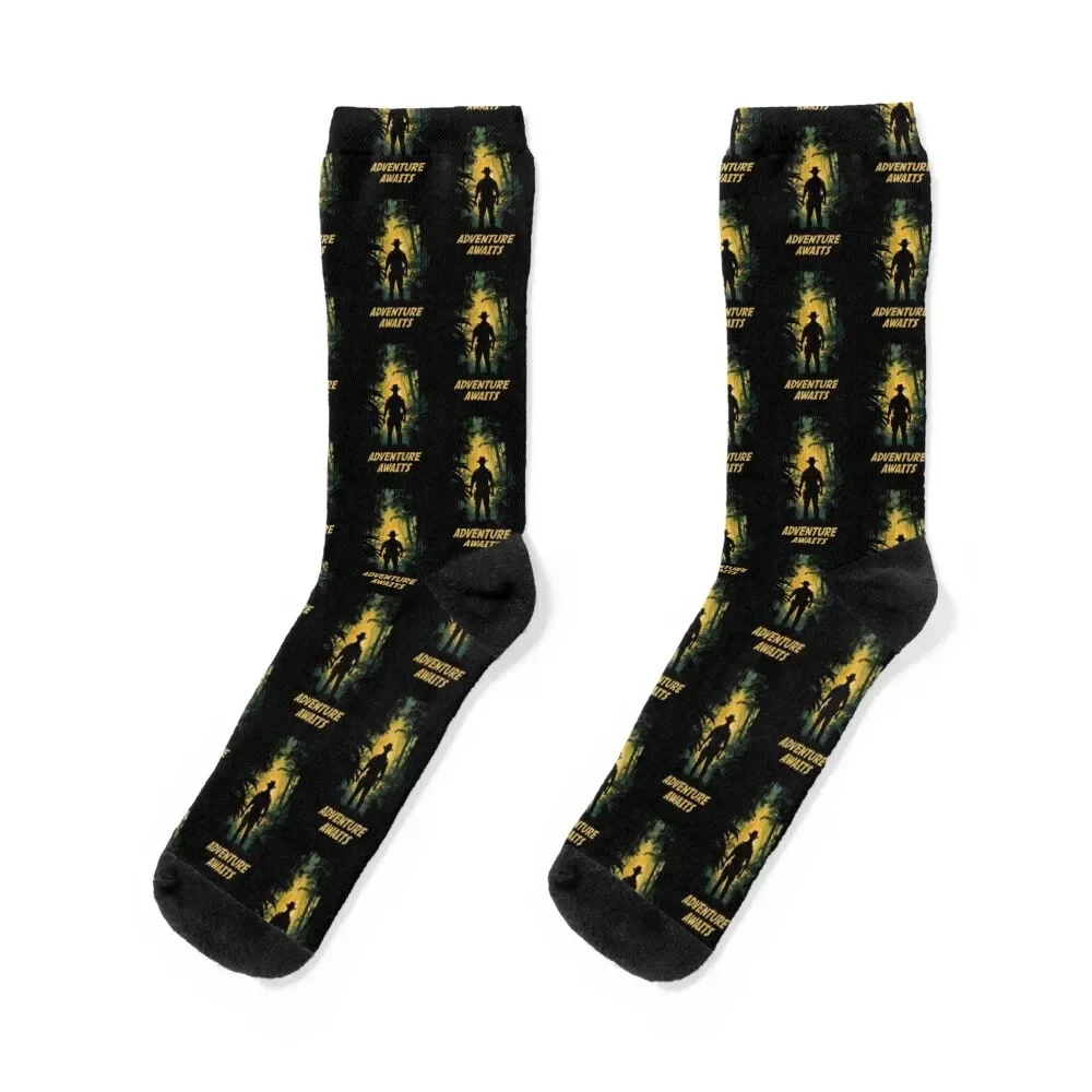 Adventure Awaits - Explorer - Silhouette - Indy Socks set sport Run Socks Men's Women's