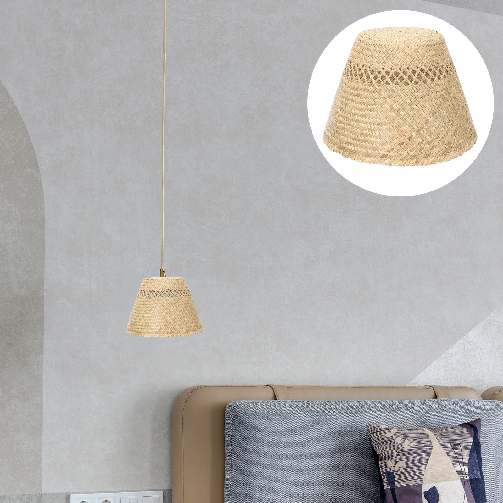 

Bamboo Lantern Hanging Lamp Cover Woven Bamboo Pendant Light Ceiling Pendant Light Fixture Farmhouse Ceiling Lampshade