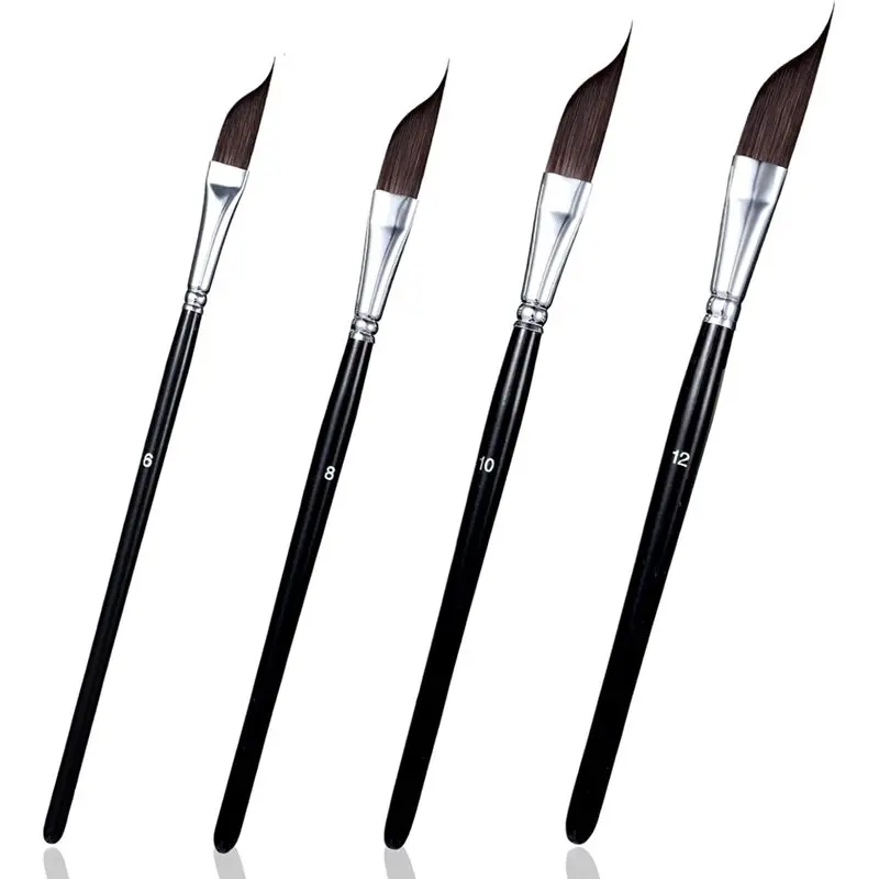ABDE-Paint Brushes For Watercolor Pinstriping- 4Pcs Knife-Shaped Striper Brush Set S For Detail Fine Lines