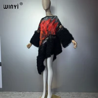WINYI Robe Kaftan Irrégulière Style Dubaï, Manches Bouffantes Plissées Élastiques, Robe de Plage, Robe de Soirée de Luxe pour Vacances et Fêtes 6