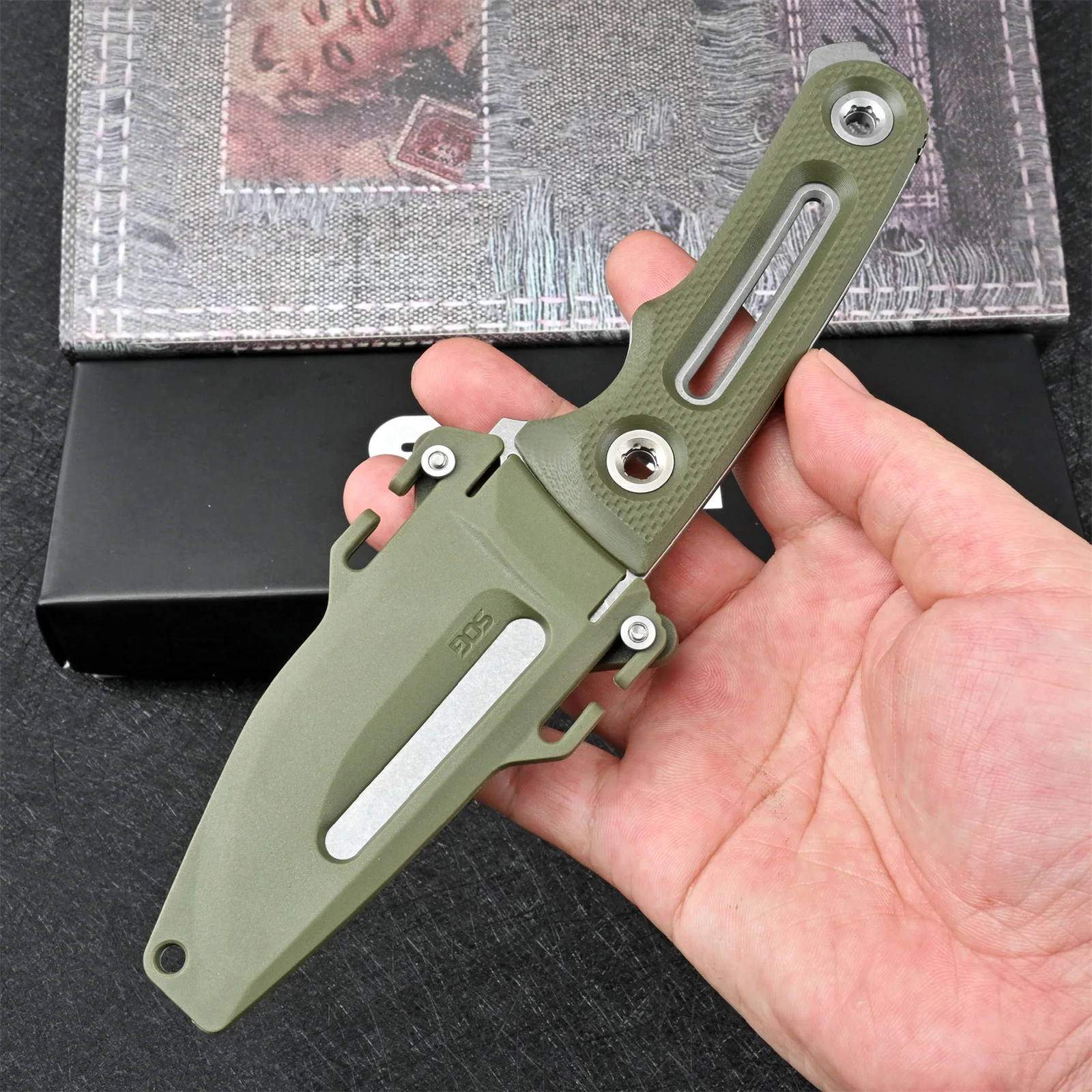 Outdoor Knife Tactical Portable Carry Camping Defensive Survival Knife Sharpened Washable Sheath Nylon Fiberglass + Steel Clip