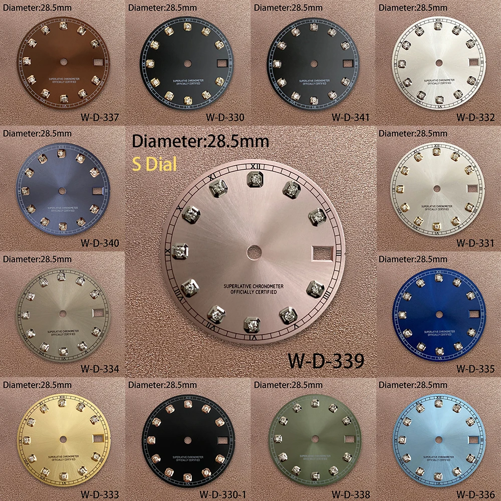 

28.5mm S Logo Sunburst DiamondsDial Suitable For NH35/NH36/4R/7S Japanese Automatic Movement Watch Modification Accessories