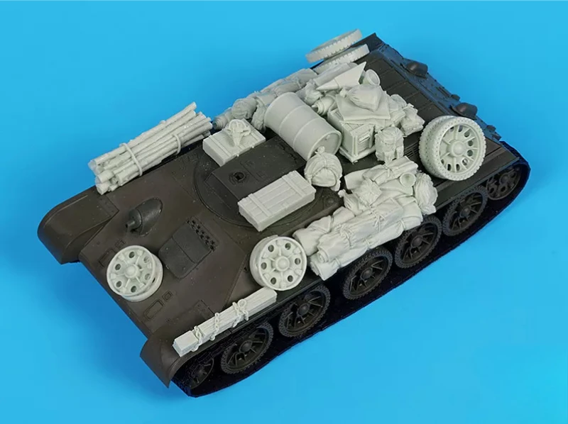 Zusammengebautes Modellbausatz aus Druckguss-Harz im Maßstab 1:35 ‌ ‌ T-34T Panzerbergungsfahrzeug-Zubehörset (ohne Panzer) unmontiert, unlackiert