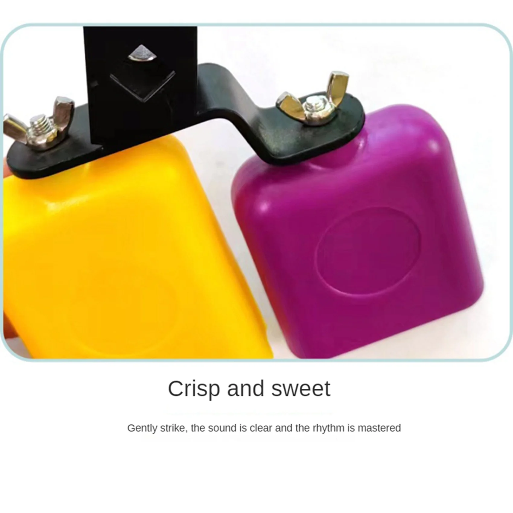 

A89E-2X Double Sambago Bell Latin Music Yellow Purple Cowbell High Low Sound Knocker Drum Percussion Instrument Part