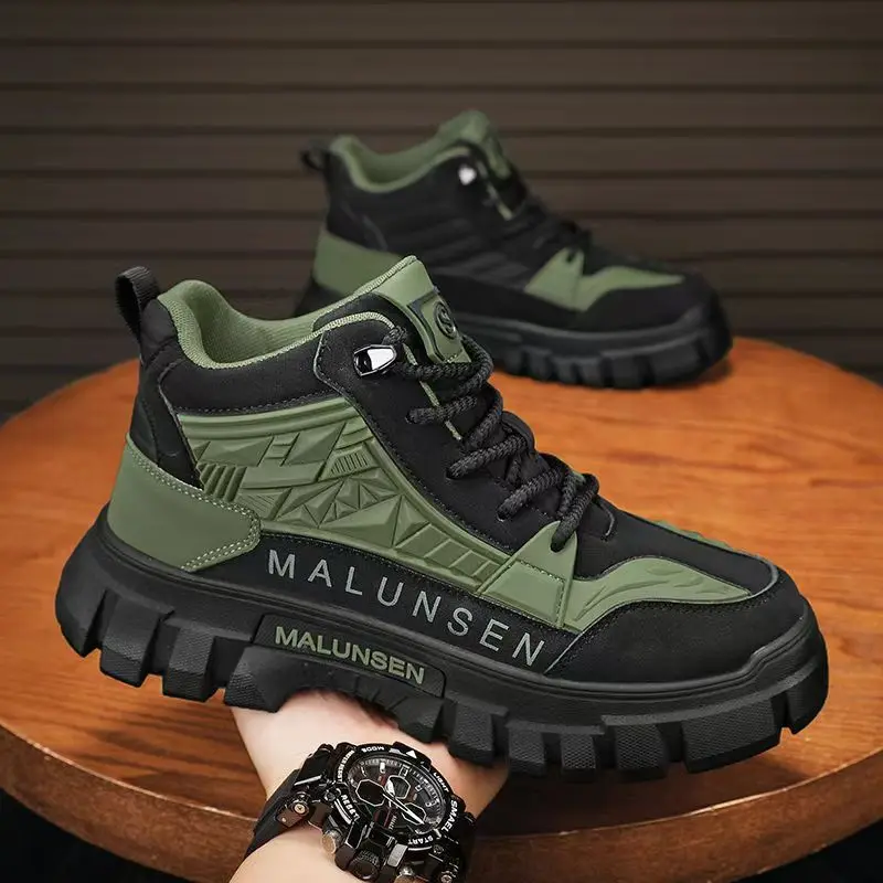 

Men's Comfortable Autumn Winter High-top Shoes Warm Thick-soled Work Boots Sporty Casual Sporty Cosy Shoes Wear-resistant Boots