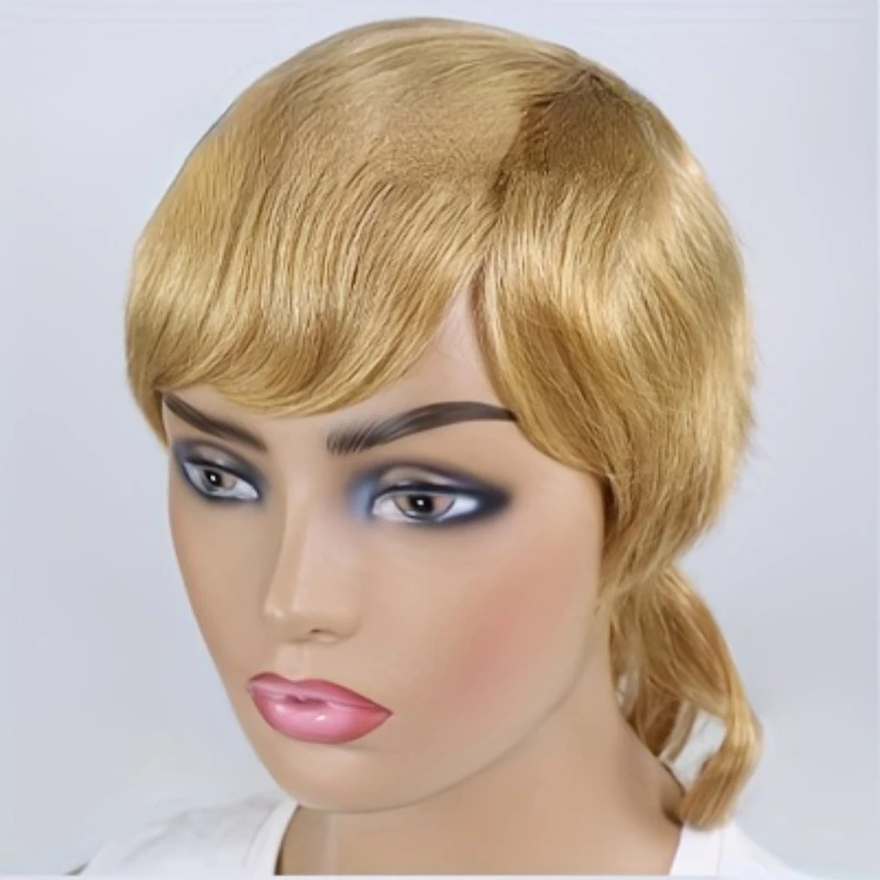 

Dovetail Mullet Wigs Remy Human Hair Wigs Full Machine Made Wig With Bangs For Women