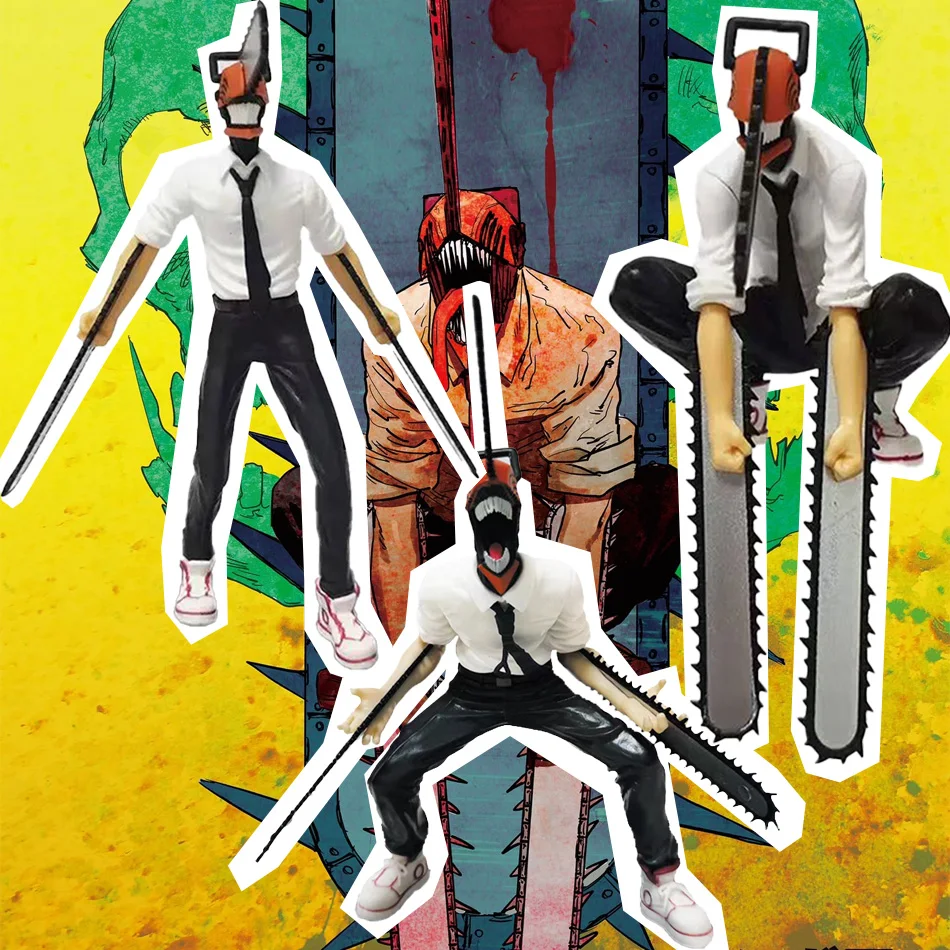 Motosierra hombre Anime tres figuras Power Denji figura de acción PVC motosierra hombre Power estatuilla PVC colección para adultos modelo muñeca juguete